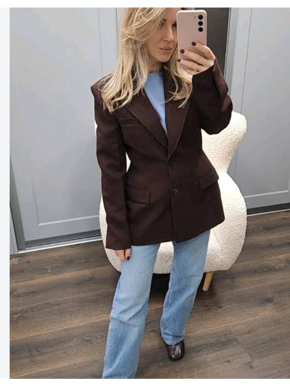 Zara Womens Jacket Blazer Sz XS Brown Tailored Two Button Fitted 2192/797 NWT
